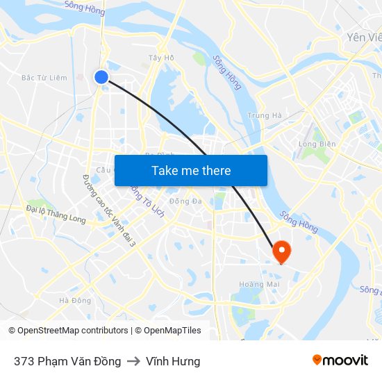 373 Phạm Văn Đồng to Vĩnh Hưng map