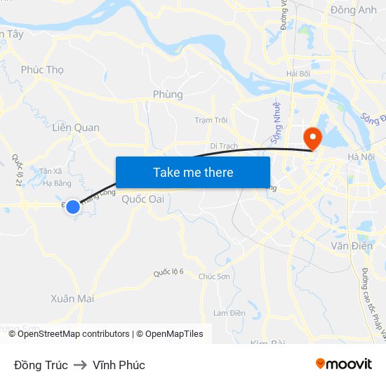 Đồng Trúc to Vĩnh Phúc map