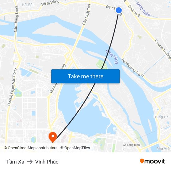 Tầm Xá to Vĩnh Phúc map