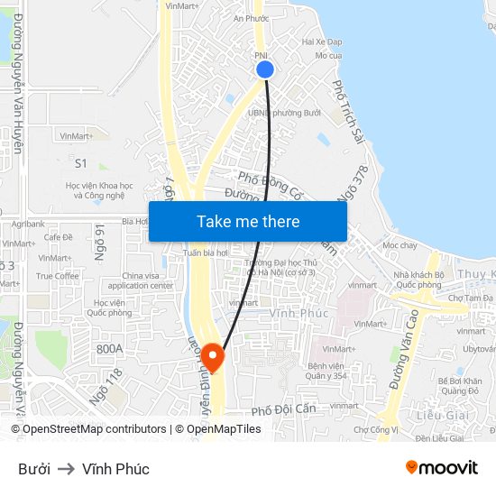 Bưởi to Vĩnh Phúc map