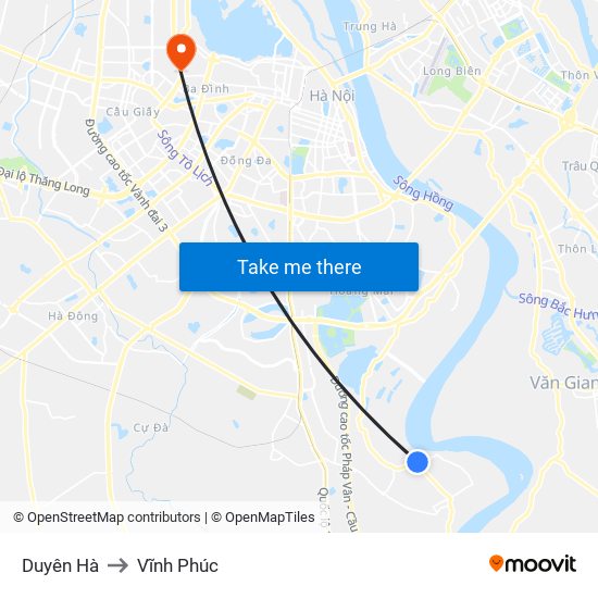 Duyên Hà to Vĩnh Phúc map