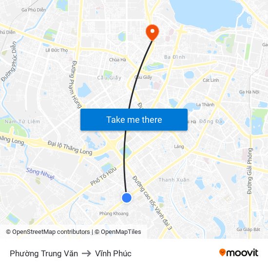 Phường Trung Văn to Vĩnh Phúc map