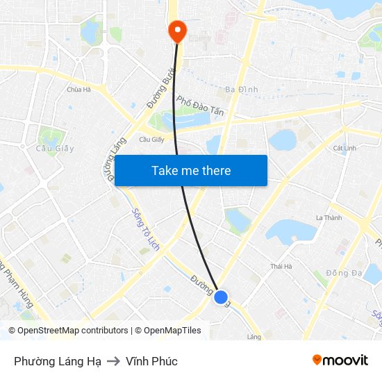 Phường Láng Hạ to Vĩnh Phúc map