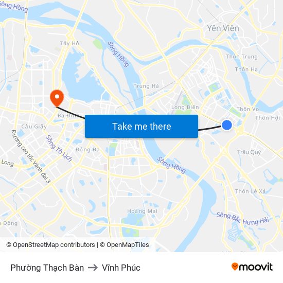 Phường Thạch Bàn to Vĩnh Phúc map