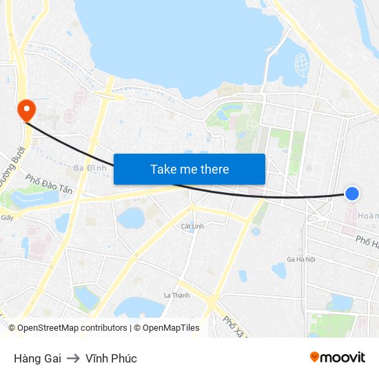 Hàng Gai to Vĩnh Phúc map
