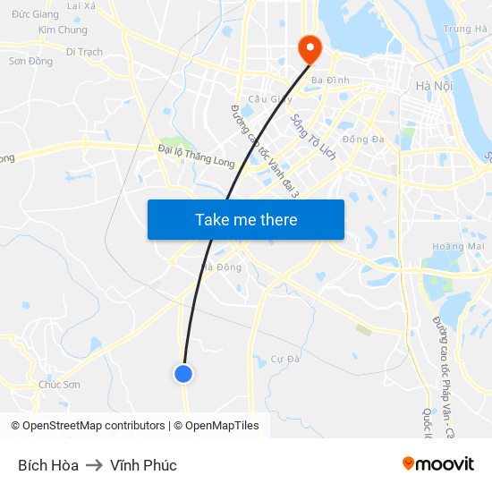 Bích Hòa to Vĩnh Phúc map