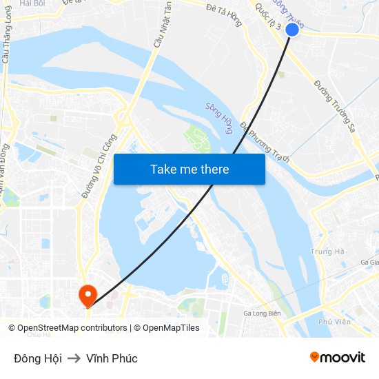 Đông Hội to Vĩnh Phúc map