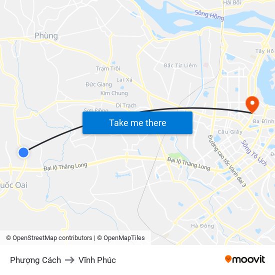 Phượng Cách to Vĩnh Phúc map