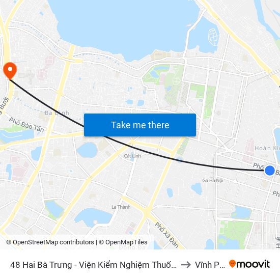 48 Hai Bà Trưng - Viện Kiểm Nghiệm Thuốc Trung Ương to Vĩnh Phúc map