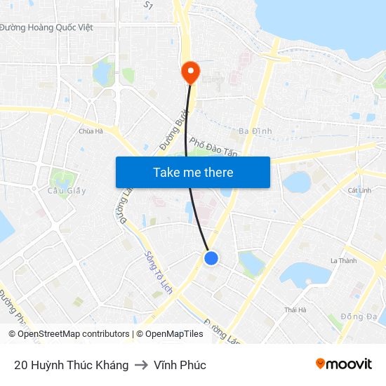 20 Huỳnh Thúc Kháng to Vĩnh Phúc map