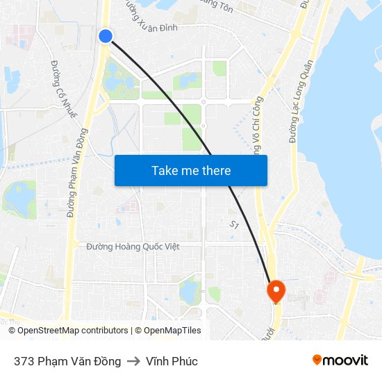 373 Phạm Văn Đồng to Vĩnh Phúc map