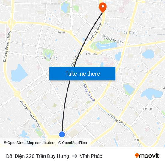 Đối Diện 220 Trần Duy Hưng to Vĩnh Phúc map