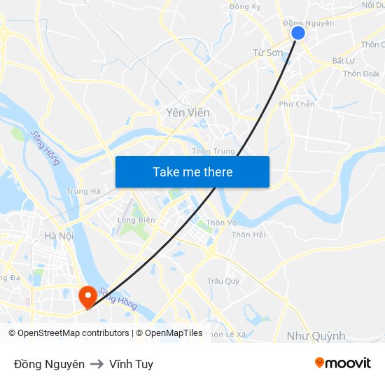 Đồng Nguyên to Vĩnh Tuy map