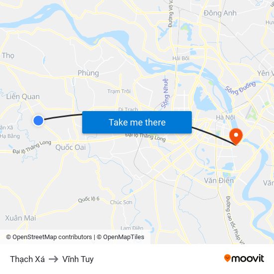 Thạch Xá to Vĩnh Tuy map