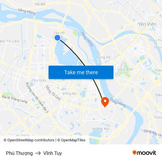 Phú Thượng to Vĩnh Tuy map