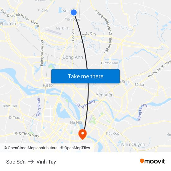 Sóc Sơn to Vĩnh Tuy map