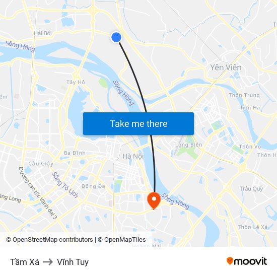 Tầm Xá to Vĩnh Tuy map