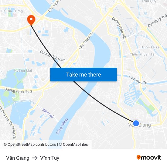 Văn Giang to Vĩnh Tuy map