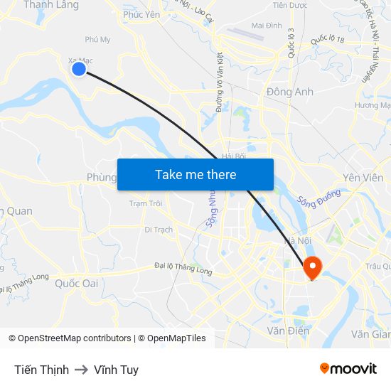 Tiến Thịnh to Vĩnh Tuy map