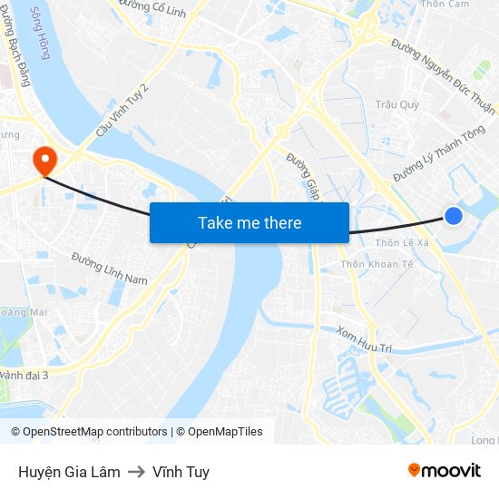 Huyện Gia Lâm to Vĩnh Tuy map