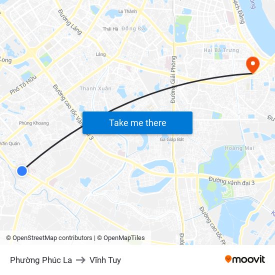 Phường Phúc La to Vĩnh Tuy map