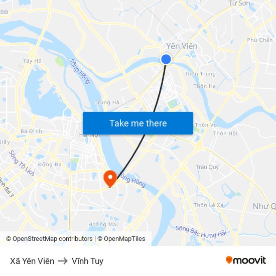Xã Yên Viên to Vĩnh Tuy map