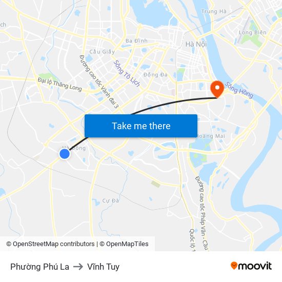 Phường Phú La to Vĩnh Tuy map