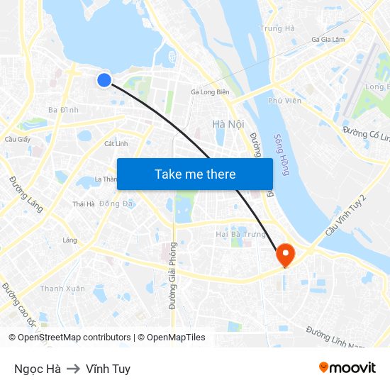 Ngọc Hà to Vĩnh Tuy map