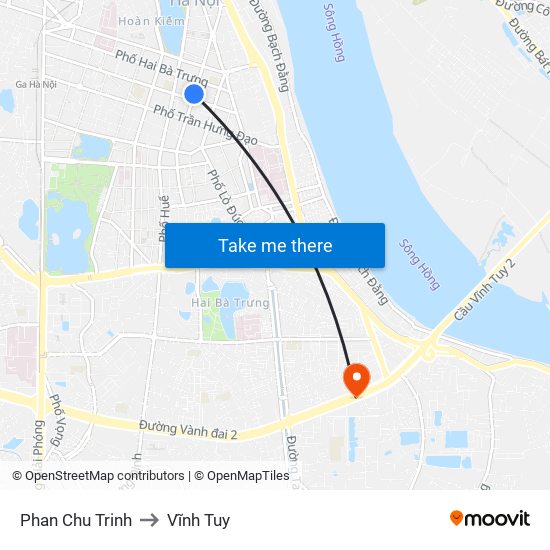Phan Chu Trinh to Vĩnh Tuy map