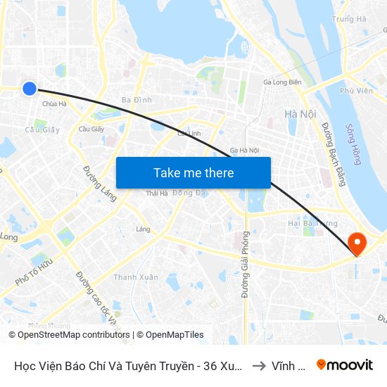 Học Viện Báo Chí Và Tuyên Truyền - 36 Xuân Thủy to Vĩnh Tuy map