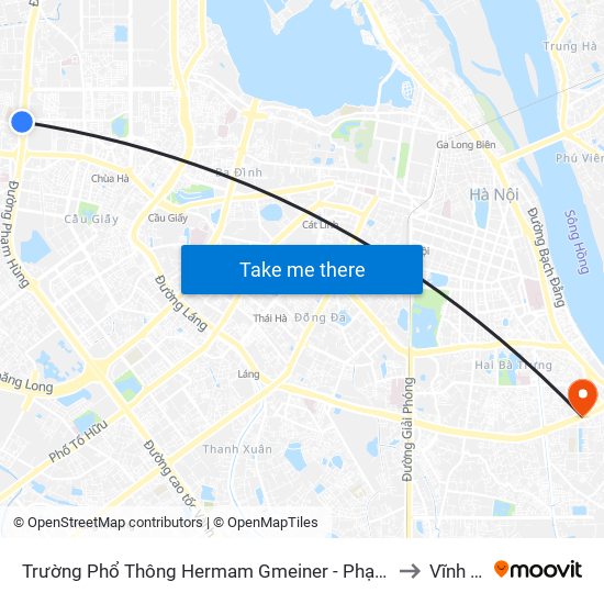 Số 9 Phạm Văn Đồng to Vĩnh Tuy map