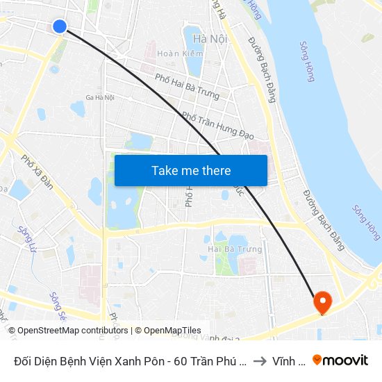 Đối Diện Bệnh Viện Xanh Pôn - 60 Trần Phú (Bộ Tư Pháp) to Vĩnh Tuy map