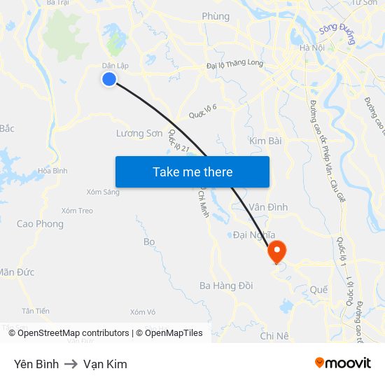 Yên Bình to Vạn Kim map