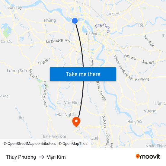 Thụy Phương to Vạn Kim map