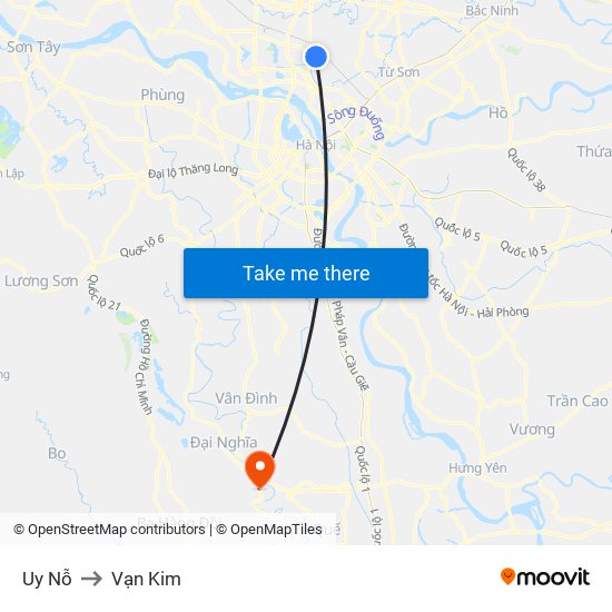Uy Nỗ to Vạn Kim map