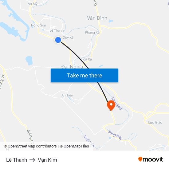 Lê Thanh to Vạn Kim map