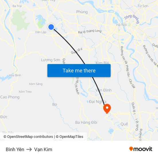 Bình Yên to Vạn Kim map