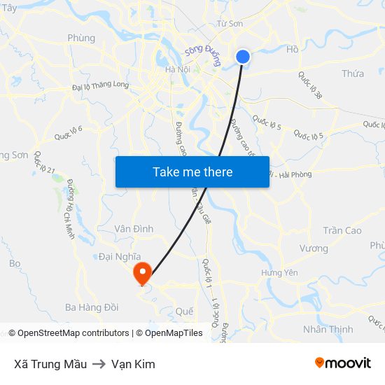 Xã Trung Mầu to Vạn Kim map