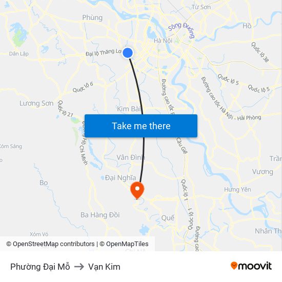 Phường Đại Mỗ to Vạn Kim map