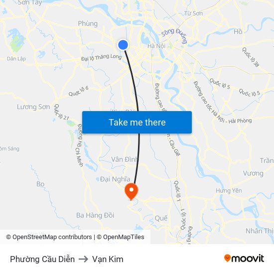 Phường Cầu Diễn to Vạn Kim map