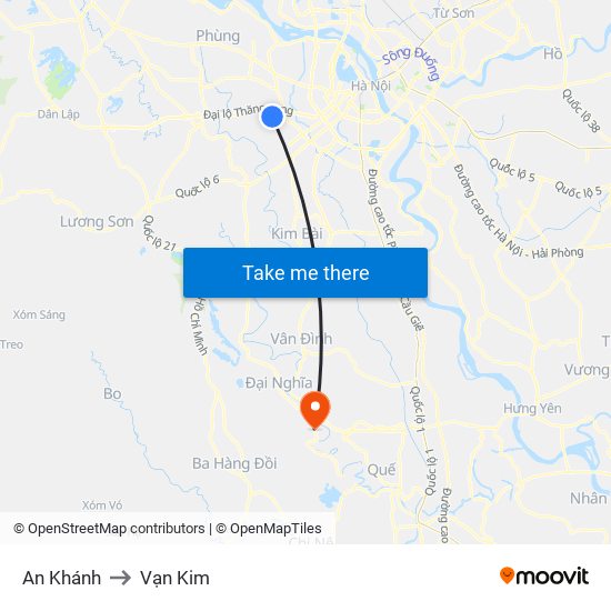 An Khánh to Vạn Kim map