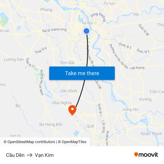 Cầu Dền to Vạn Kim map