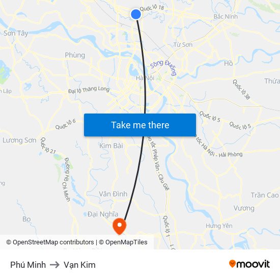 Phú Minh to Vạn Kim map