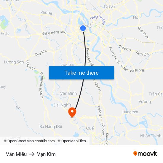 Văn Miếu to Vạn Kim map