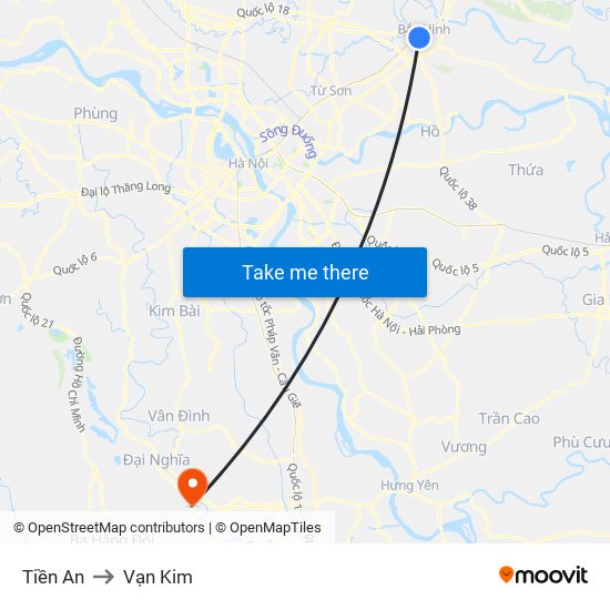 Tiền An to Vạn Kim map