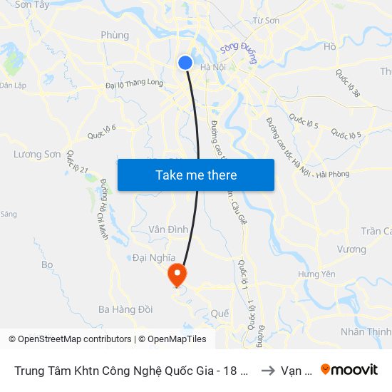 Trung Tâm Khtn Công Nghệ Quốc Gia - 18 Hoàng Quốc Việt to Vạn Kim map