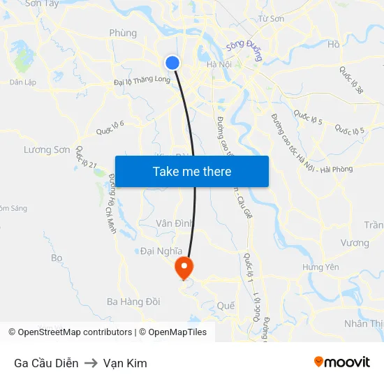 Ga Cầu Diễn to Vạn Kim map