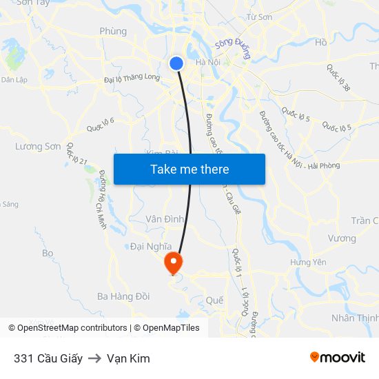 331 Cầu Giấy to Vạn Kim map