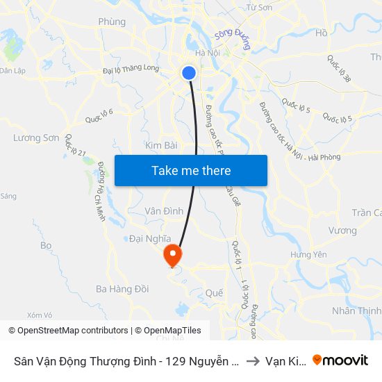 Sân Vận Động Thượng Đình - 129 Nguyễn Trãi to Vạn Kim map