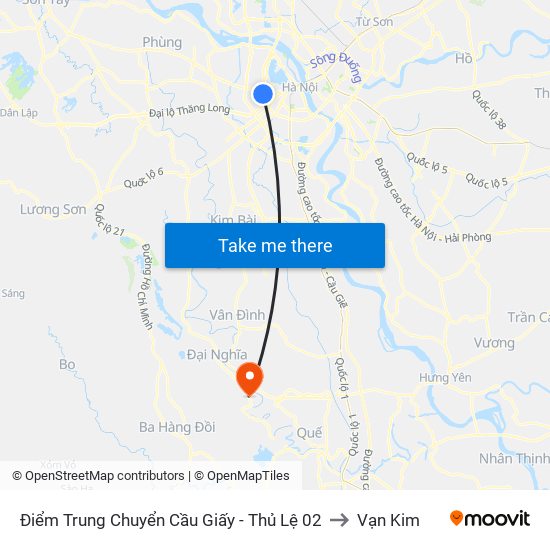 Điểm Trung Chuyển Cầu Giấy - Thủ Lệ 02 to Vạn Kim map